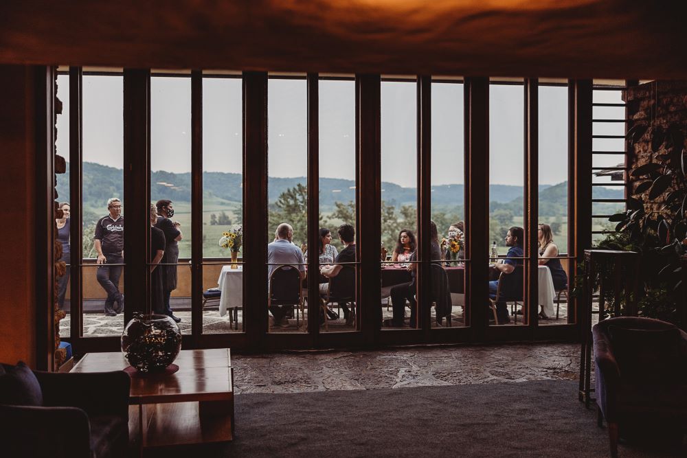 Dinner events on the terrace view at Taliesin Preservation