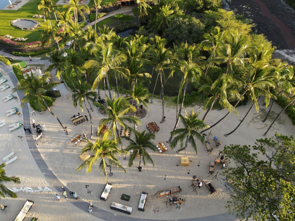 Aerial shot of Coconut Grove event space at Fairmont Orchid
