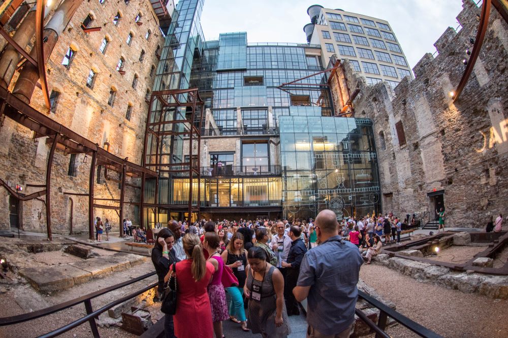 Event in the courtyard at Mill City Museum