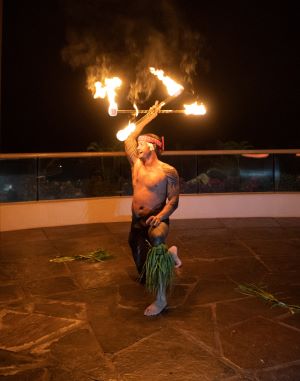Polynesian fire dancer.