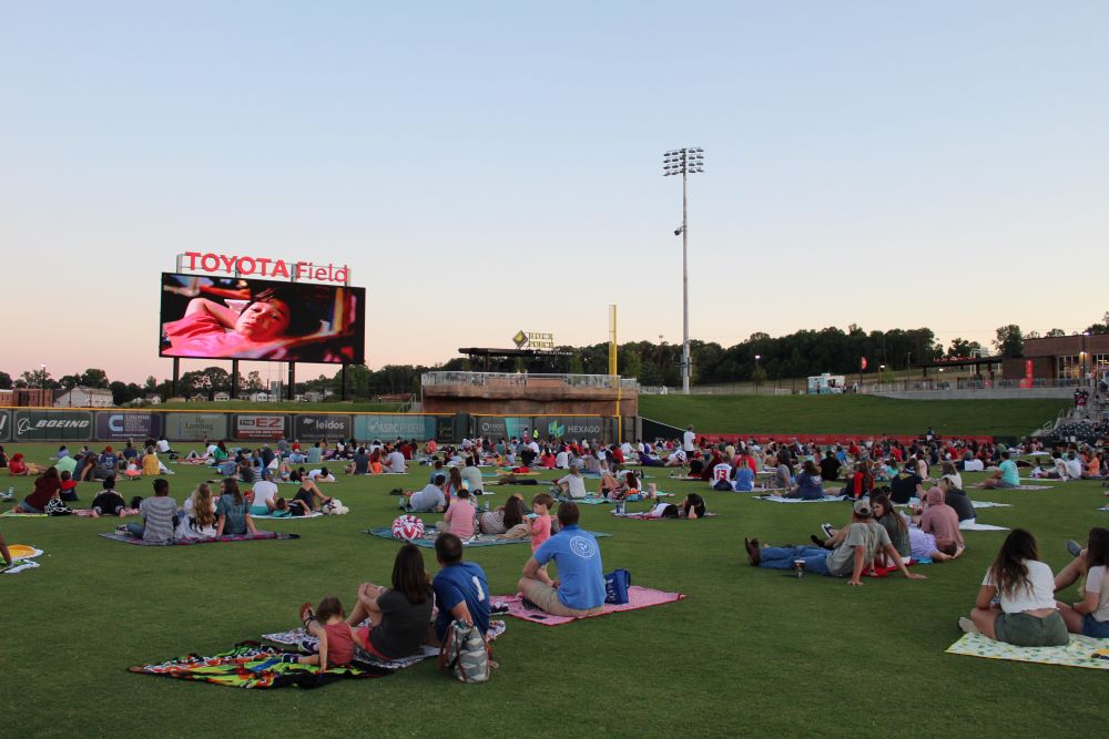 People watching a movie at Toyota Field