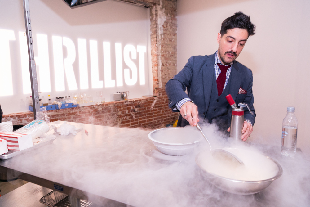 100 Course Meal Creative Director Michael Cirino weaves his F&B magic at an event for Thrillist. 