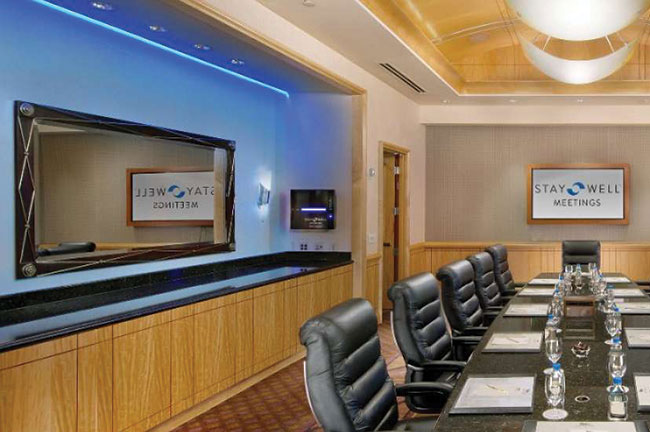 Stay Well Meeting Room: Subtle Blue LED Lighting Can Help Readjust Circadian Rhythm When Traveling