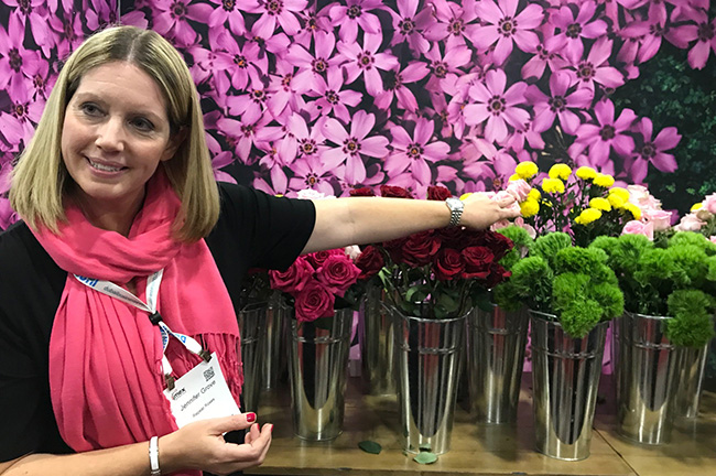 Repeat Roses Founder and CEO Jennifer Grove at IMEX America Booth