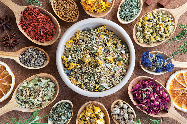 Colorful Assortment of Loose Leaf Tea and Herbs