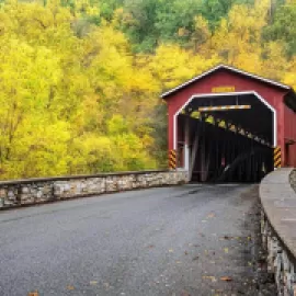 Covered bridge in Lancaster County, Pennsylvania.